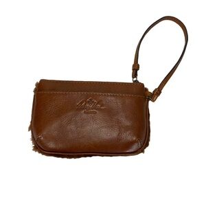 Patricia Nash Piedmont Sherpa Tan Italian Leather Wristlet